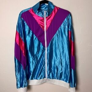 Vintage track jacket silky colorful large